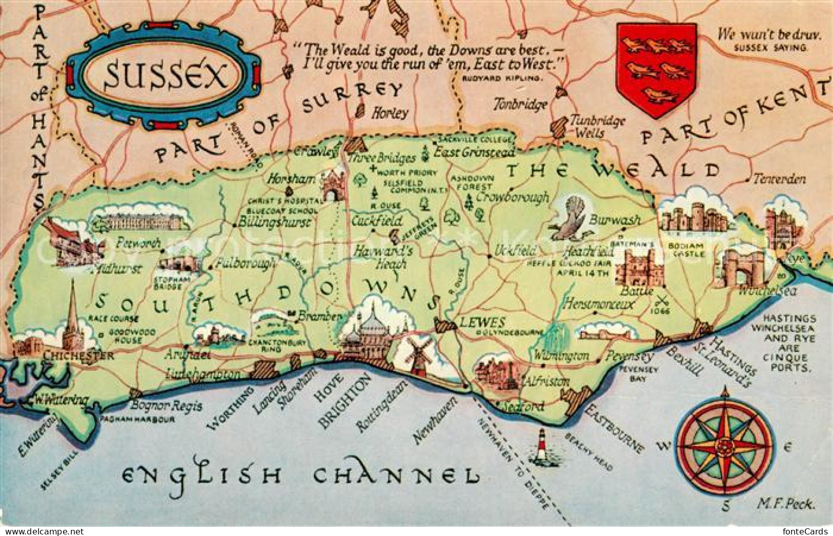 Brighton  East Sussex UK Karte Sussex Southdowns