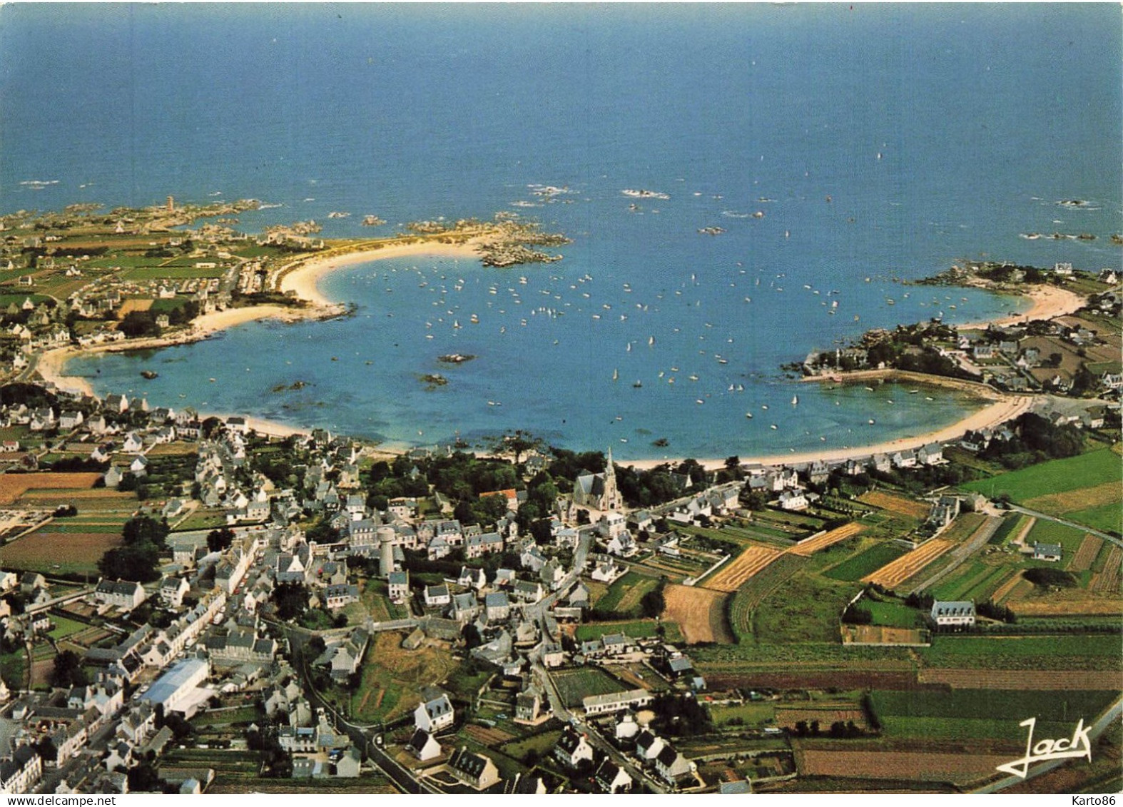 brignogan plage * vue générale sur le village et la plage