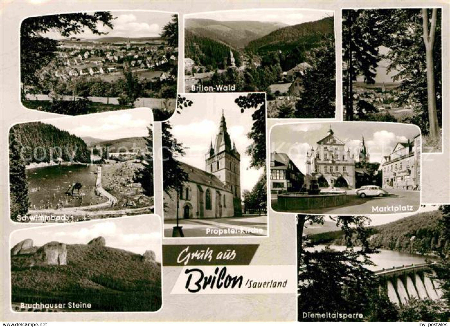 Brilon Hochsauerlandkreis NRW Panorama Brilon Wald Schwimmbad Propstei Kirche Ma
