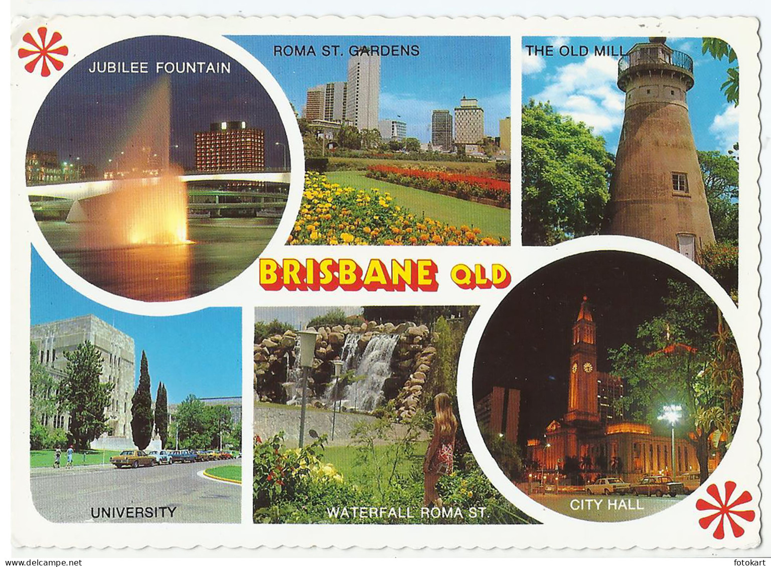 Brisbane QLD Australia, Vintage PC, 6 City Views, 1983