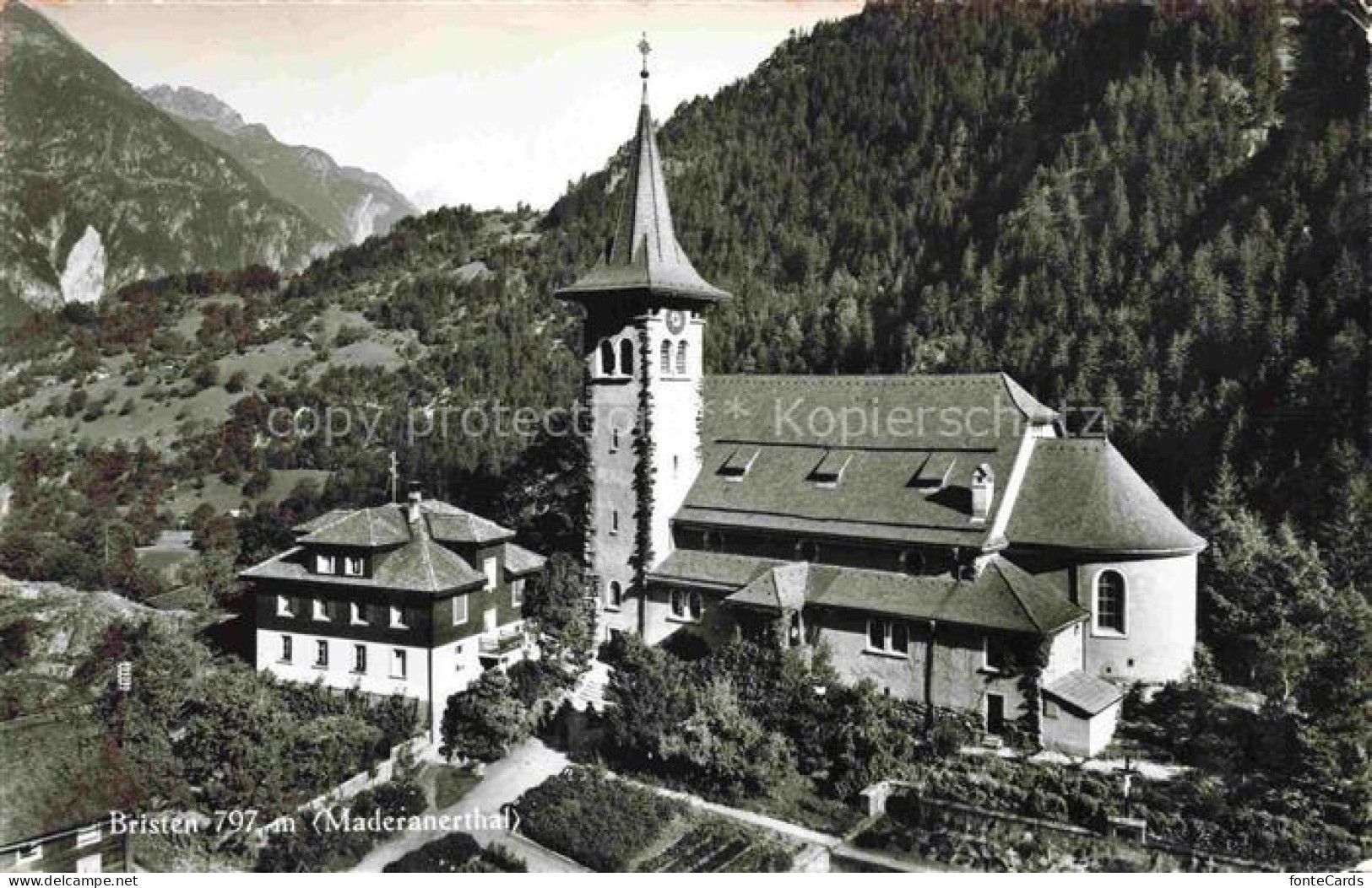 Bristen 797m Maderanertal Maderanerthal Silenen UR Motiv mit Kirche