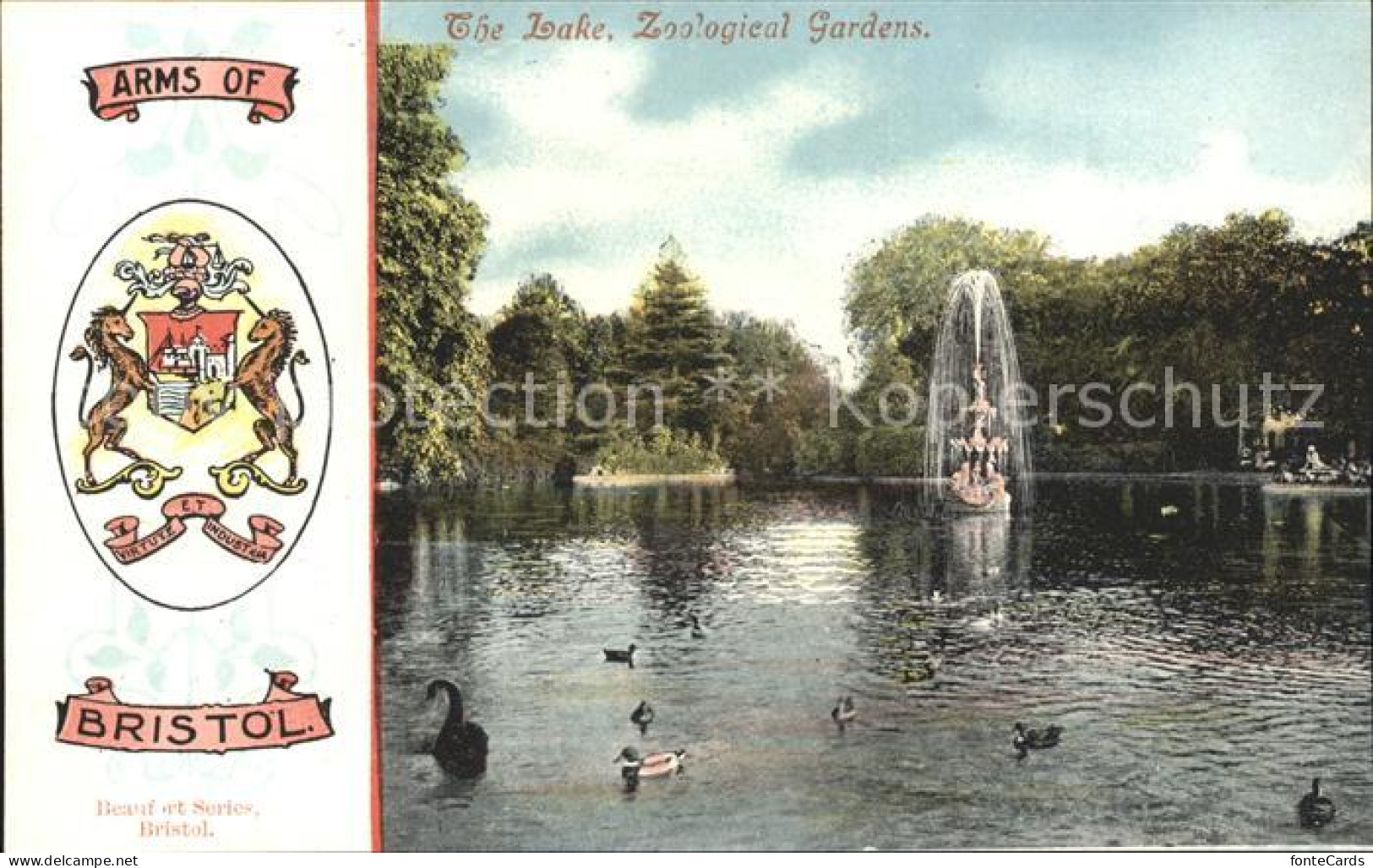 Bristol UK Lake Zoological Gardens Fountain Arms of Bristol