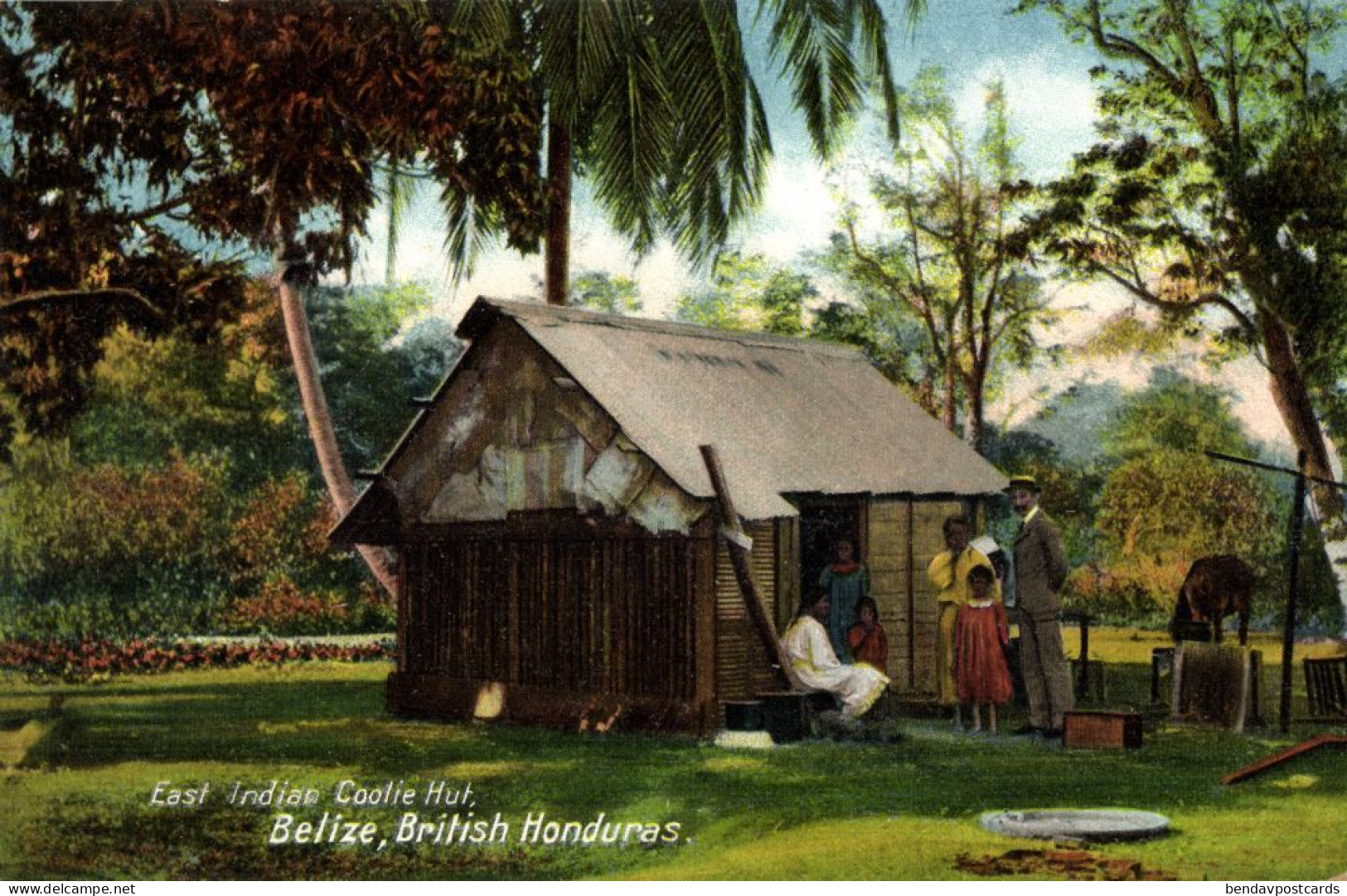 british honduras, BELIZE, East Indian Coolie Hut (1910s) Postcard