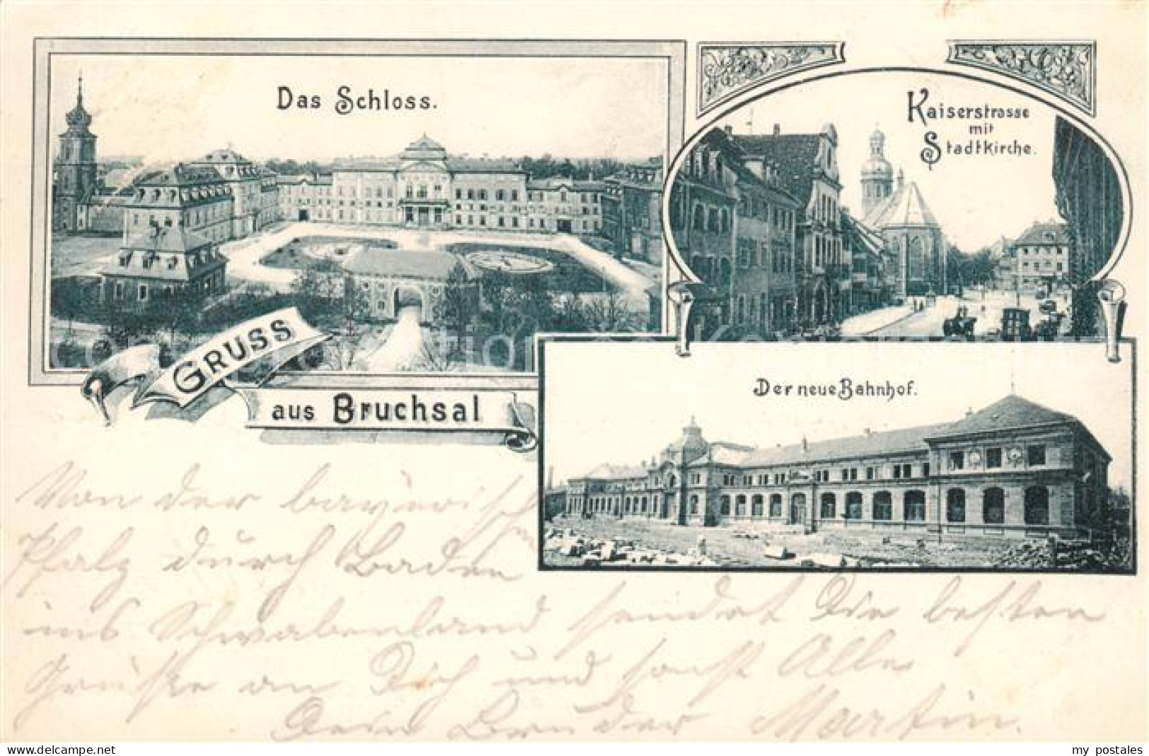 Bruchsal Kaiserstrasse m. Stadtkirche - Bahnhof