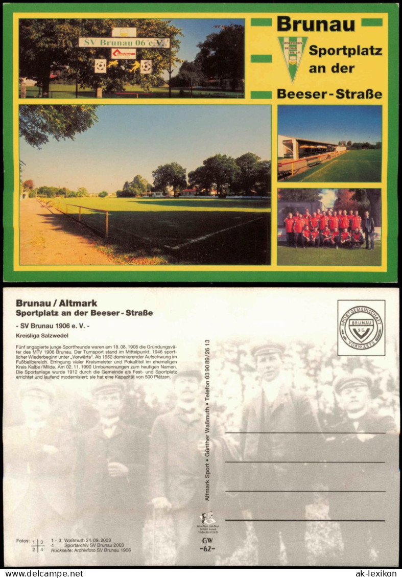 Brunau-Kalbe (Milde) Mehrbild-AK SPORTVEREN Sportplatz an der Beeser-Straße 2003
