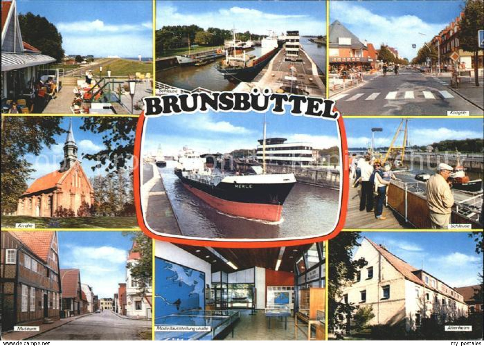 Brunsbuettel Schleuse Koogstr Kirche Frachter Merle Museum Mdellausttellungshall