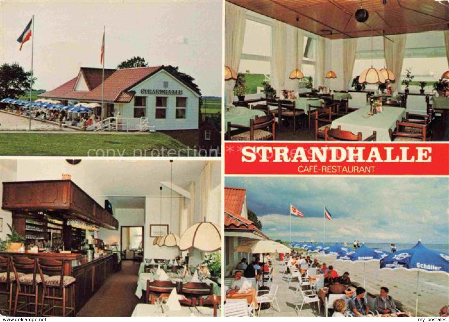 Brunsbuettel Strandhalle Café-Restaurant Deichstrasse Elbe Schiffsverkehr Strand