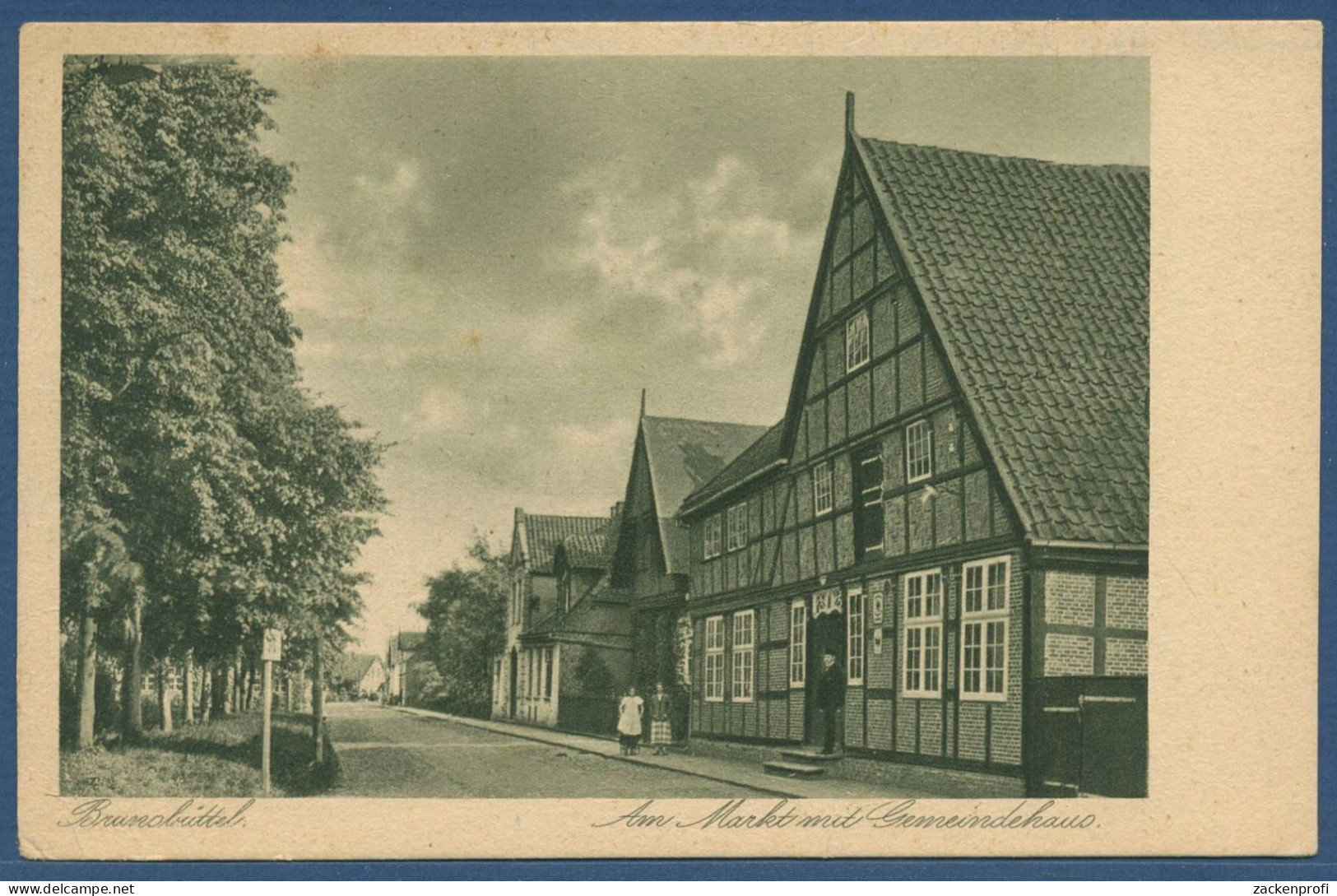 Brunsbüttel Am Markt mit Gemeindehaus, gelaufen 1944 als Feldpost (AK5463)