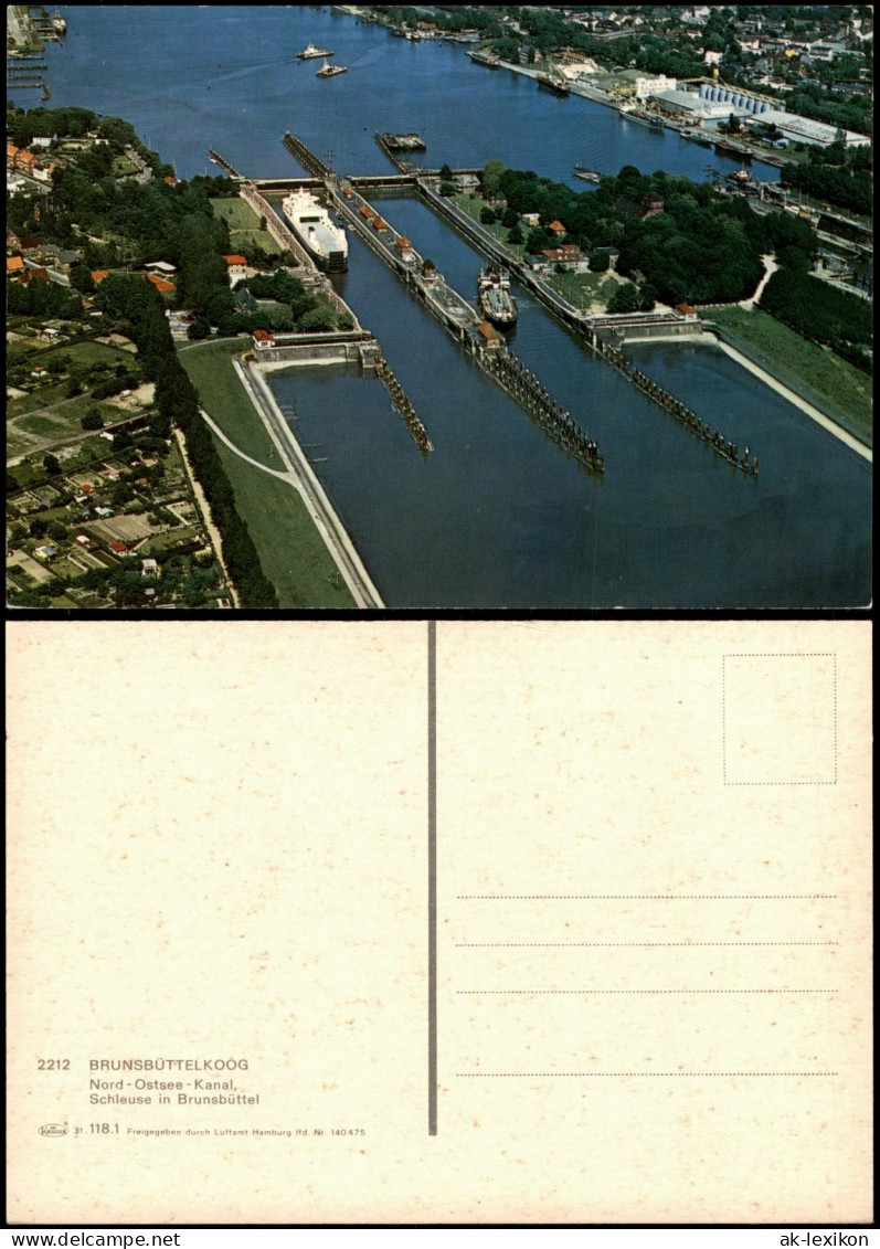 Brunsbüttel Brunsbüttelkoog Luftaufnahme Nord-Ostsee-Kanal Schleuse in Brunsbüttel 1975