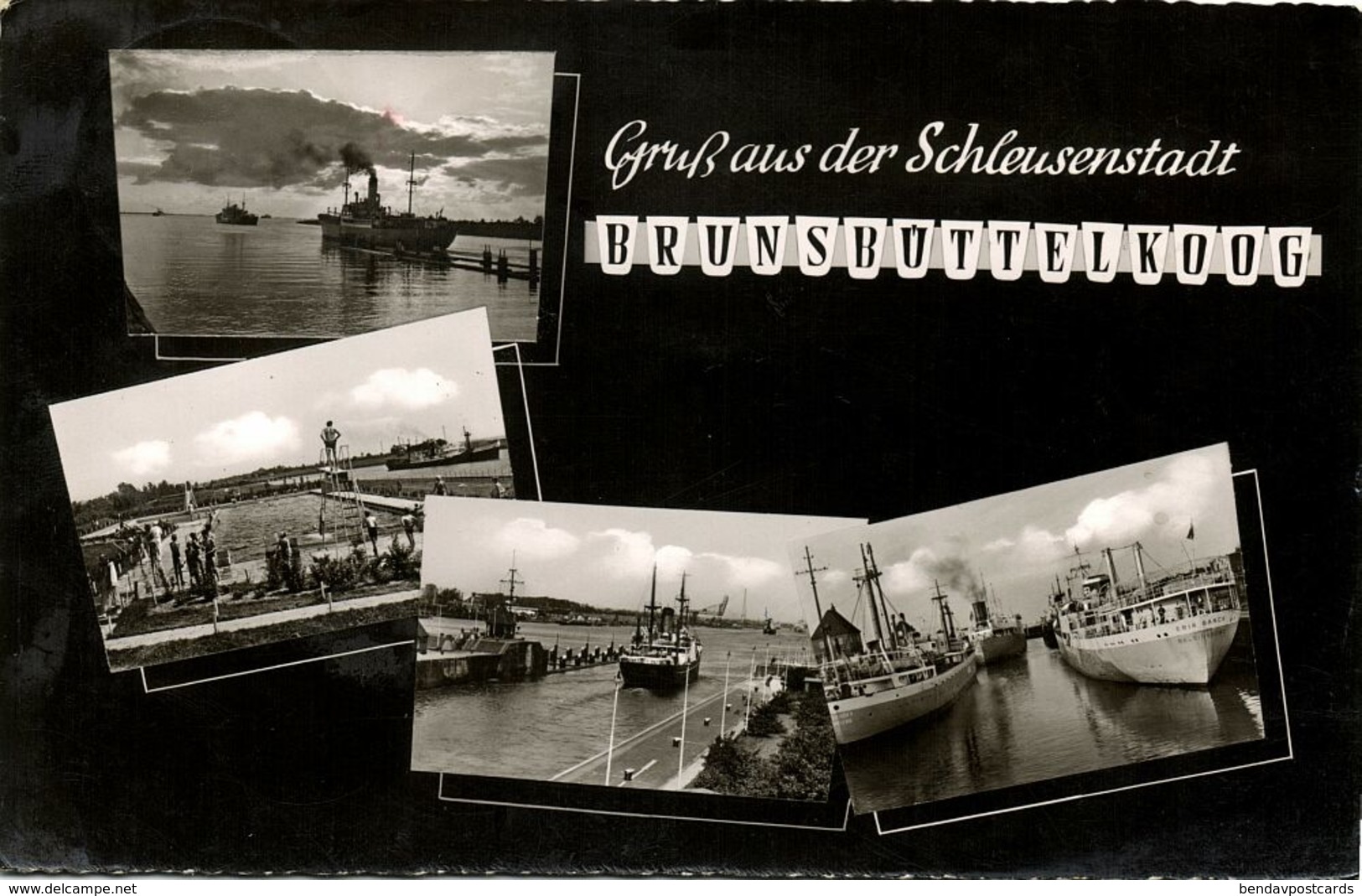 BRUNSBÜTTELKOOG, Schleusenstadt, Hafen (1958) AK