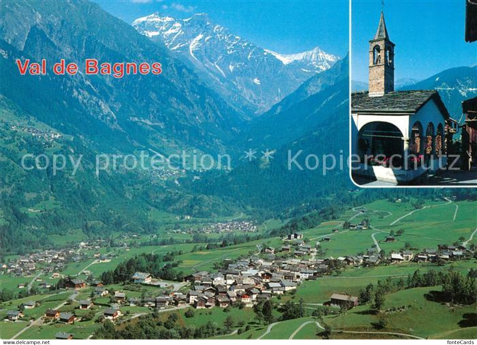 Bruson Panorama Val de Bagnes Kapelle Alpen