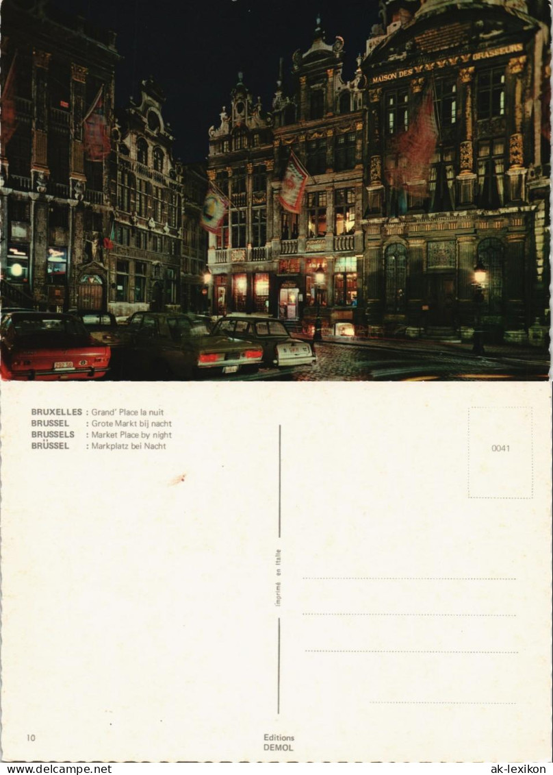 Brüssel Bruxelles Grote Markt bij nacht Market Place by night 1970
