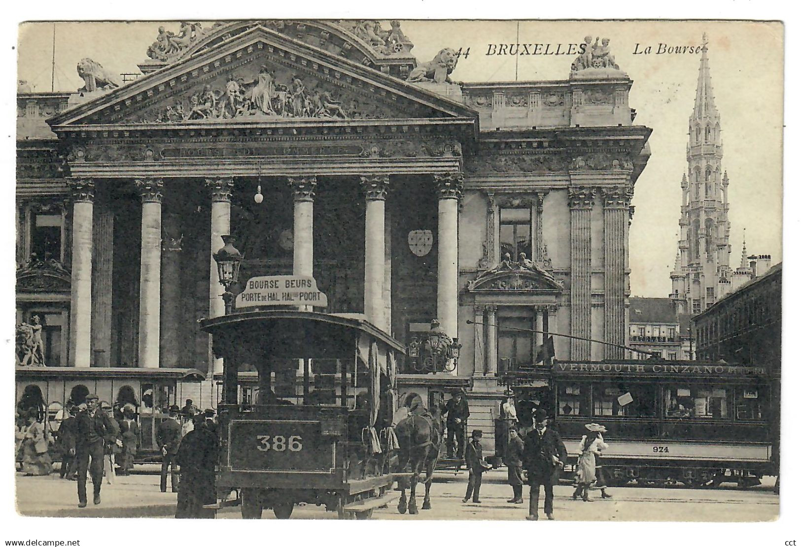 Bruxelles   La Bourse   (tram cheval 386 Bourse - Porte de Hal   Hyppomobile et tram electrique)