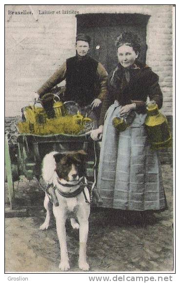BRUXELLES LAITIER ET LAITIERE (ATTELAGE DE CHIEN BEAU PLAN)