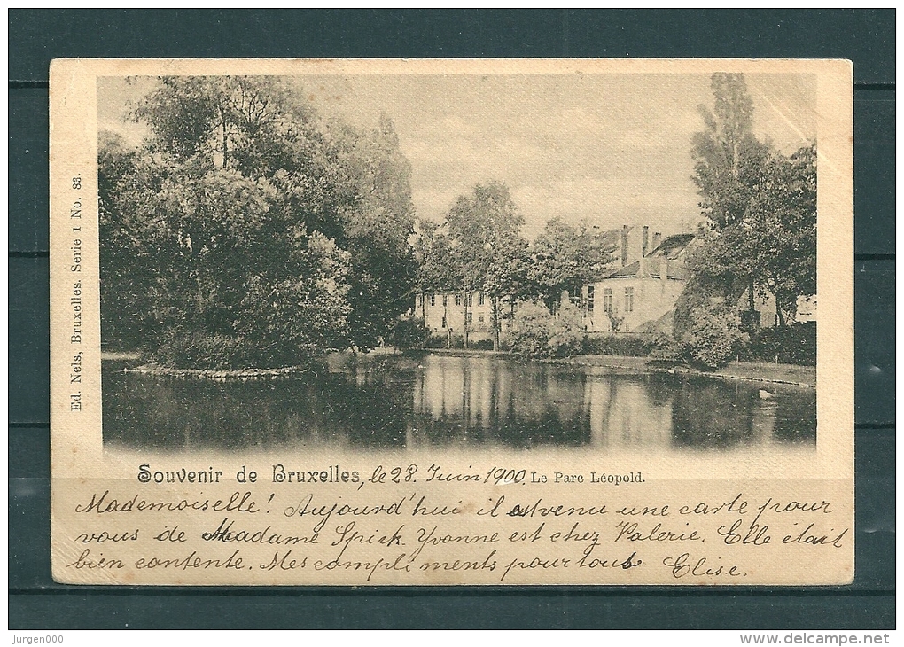 BRUXELLES: Le Parc Leopold, gelopen postkaart 1900 (GA17965)