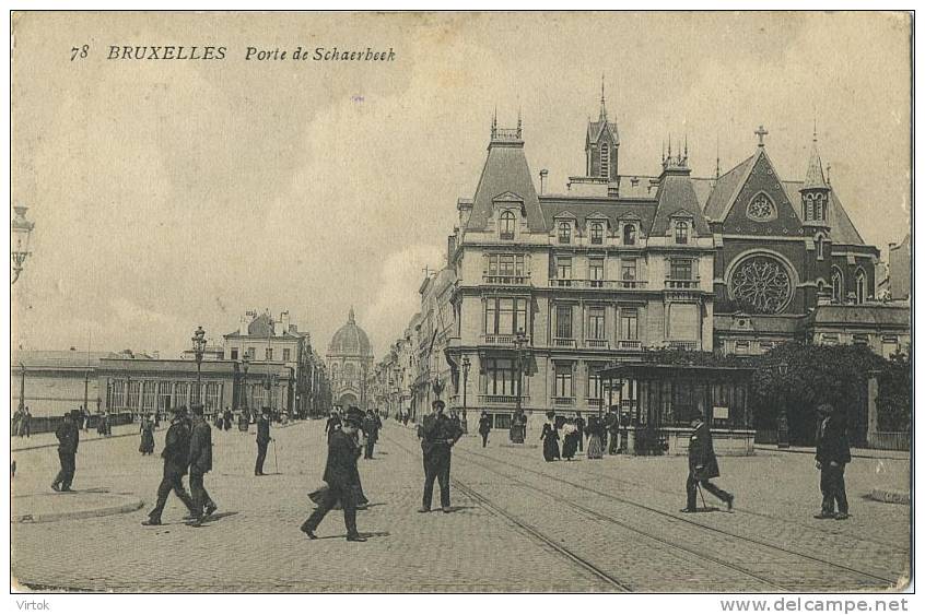 Bruxelles :  Porte de Schaerbeek  ( ecrit 1909 avec timbre )
