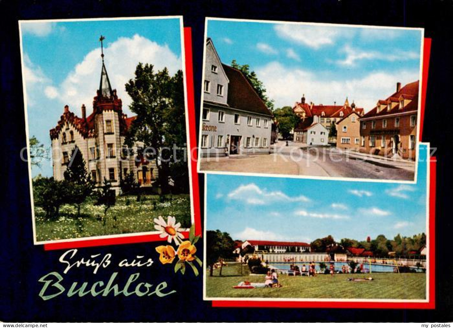 Buchloe Kirche Strassenpartie Schwimmbad