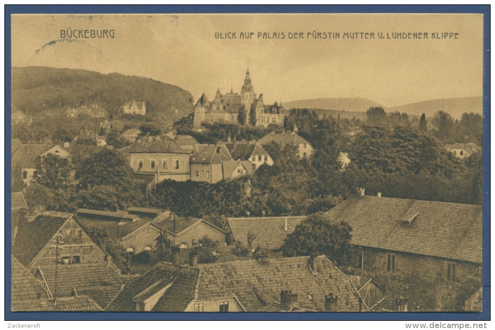 Bückeburg Palais der Fürstin Mutter u. Luhdener Klippe, gelaufen 1911 (AK772)