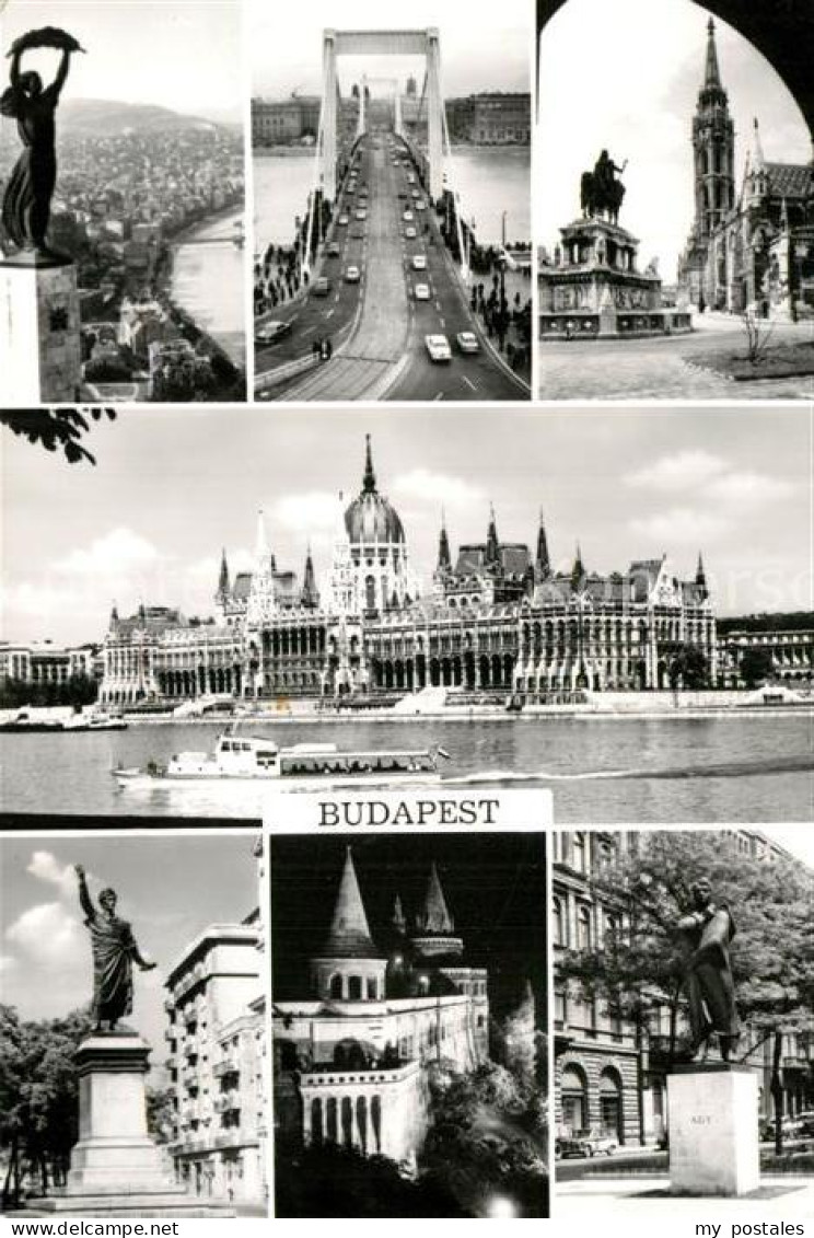 Budapest Bruecke Kirche Parlament Statuen Schloss