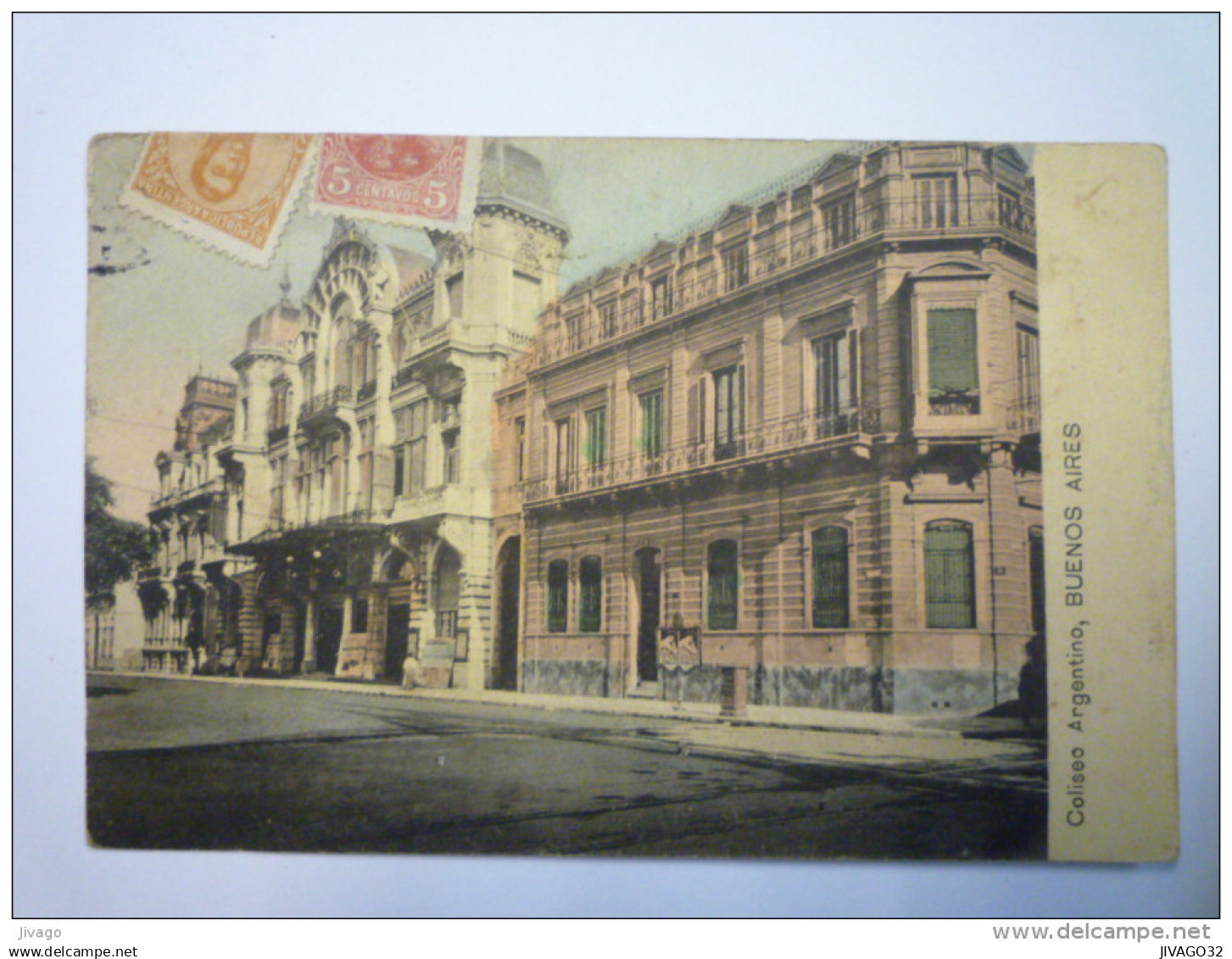 BUENOS-AIRES  :  COLISEO  ARGENTINO  -  Carte colorisée     1909