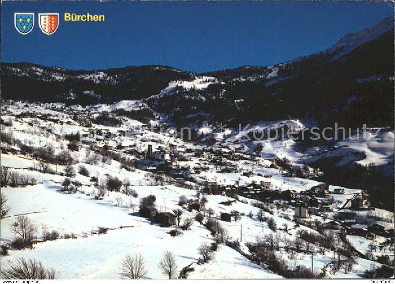 Buerchen mit Skigebiet Ronalp Moosalp