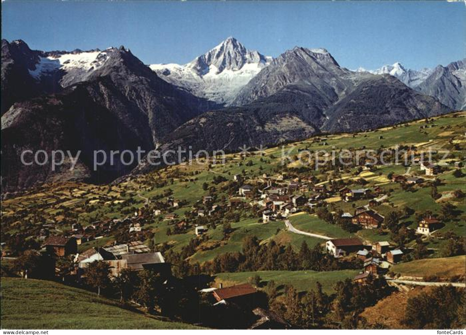 Buerchen Panorama mit Bietschhorn Berner Alpen