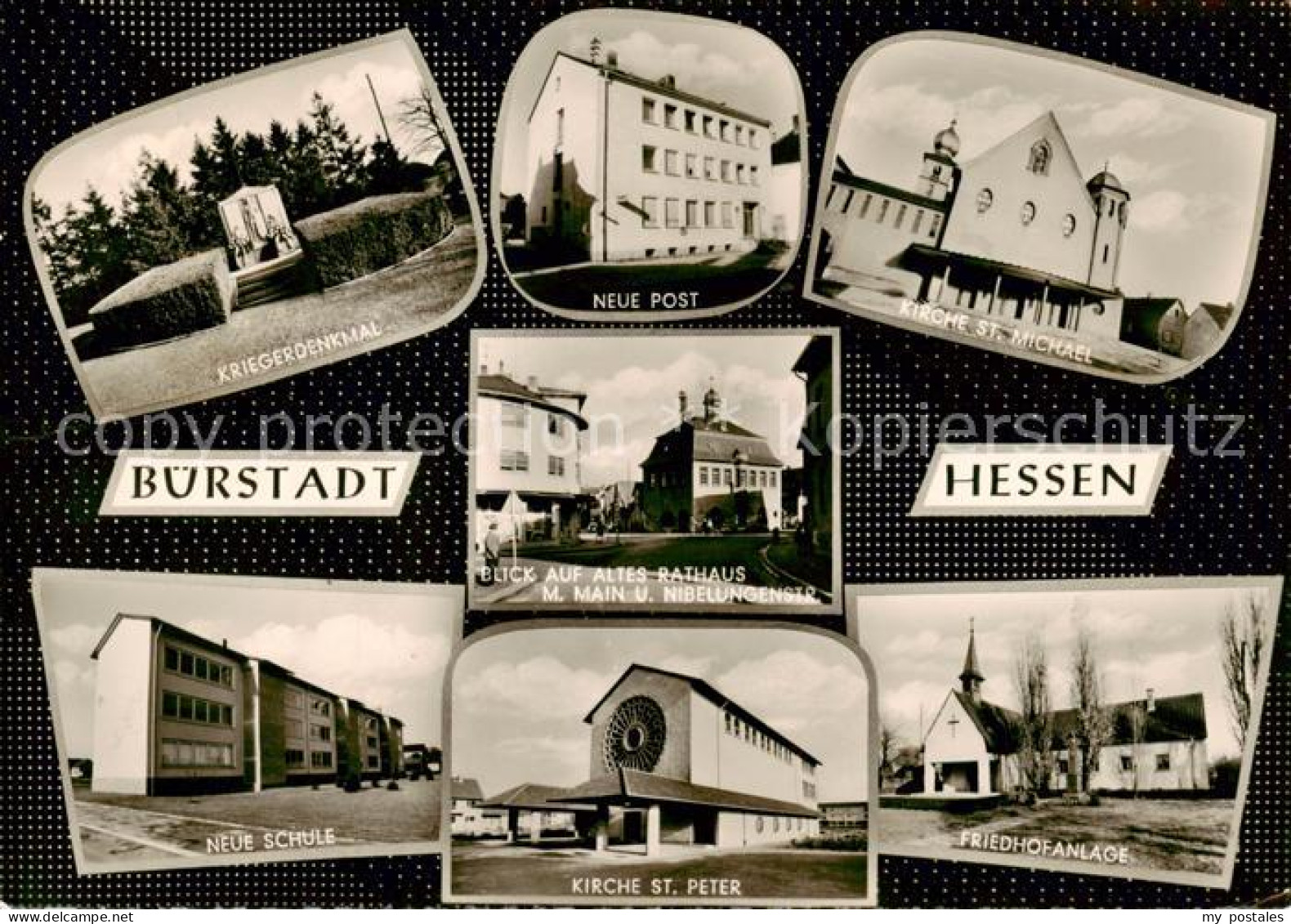 Buerstadt Kriegerdenkmal Post Kirche Rathaus Schule Friedhof