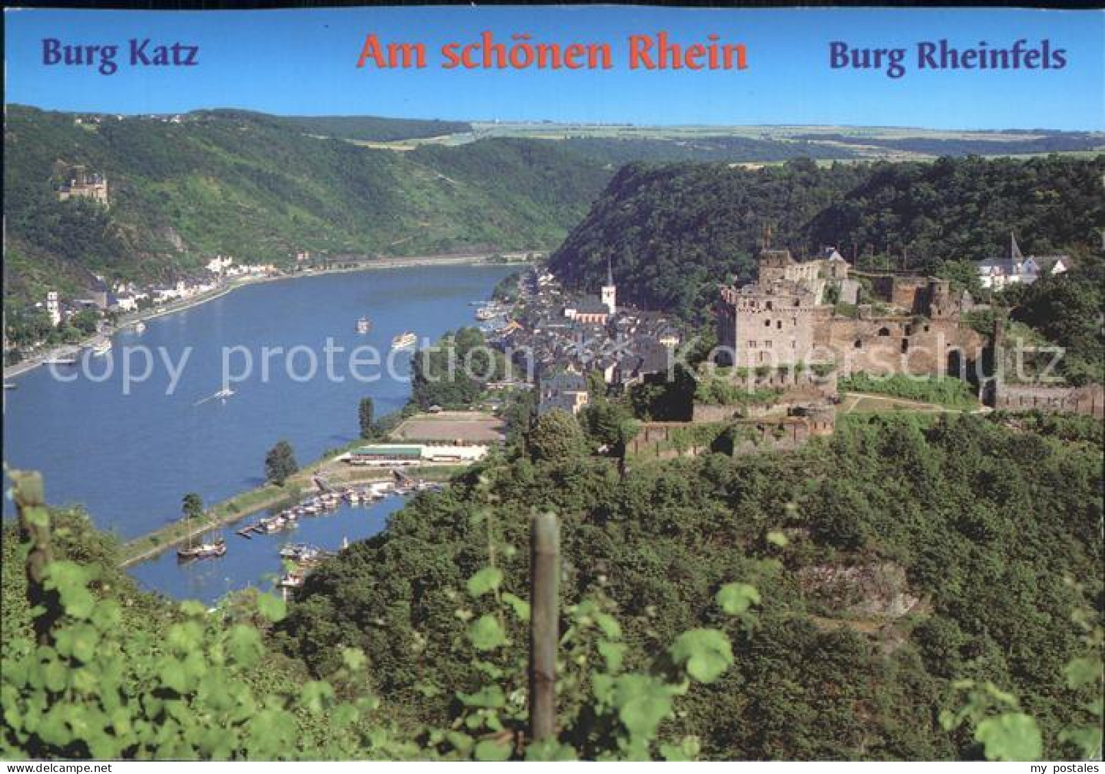 Burg Katz Rheinpartie mit Burg Rheinfels