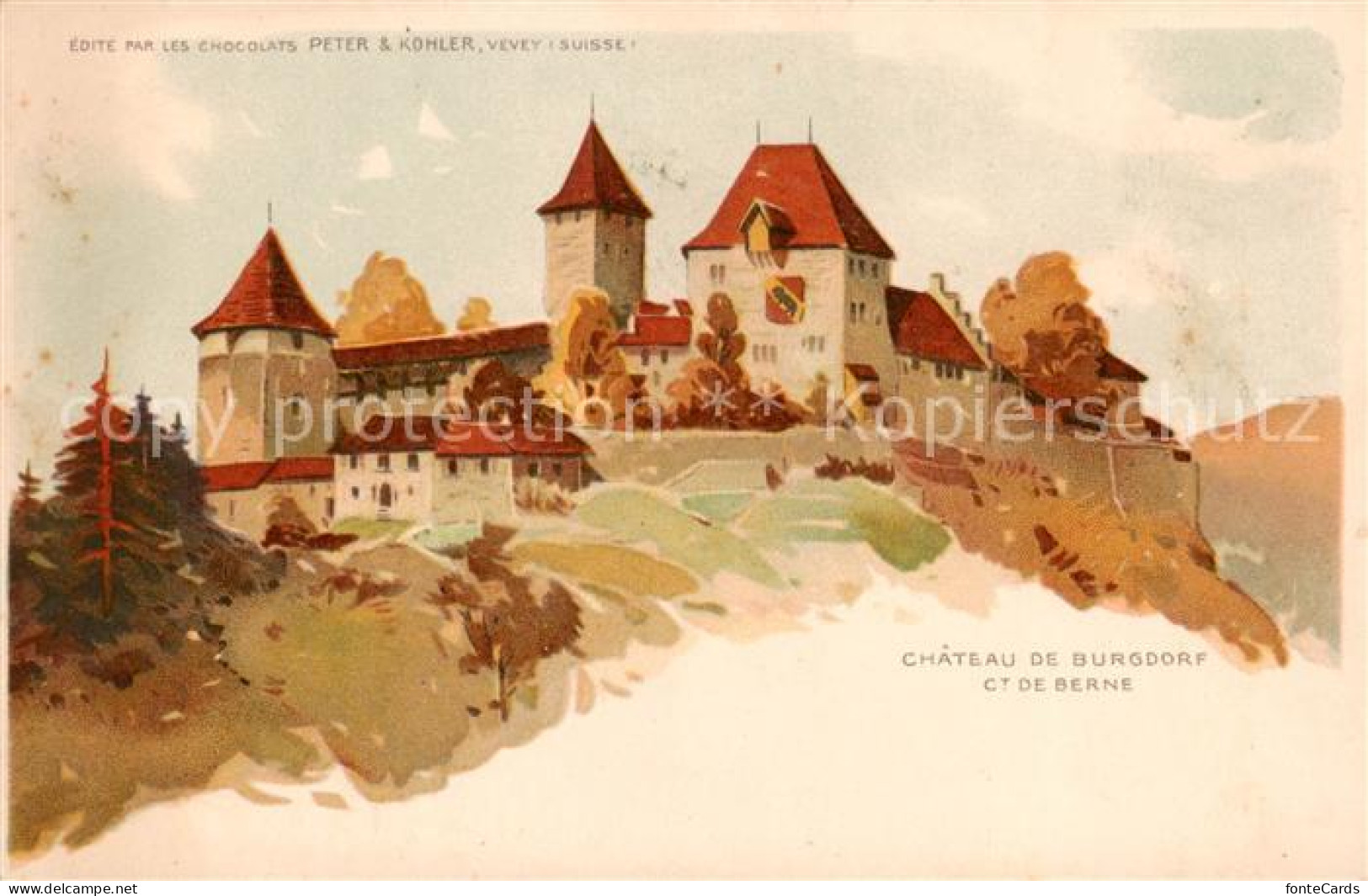 Burgdorf BE Schloss v. Burgdorf Aussenansicht-Zeichnung