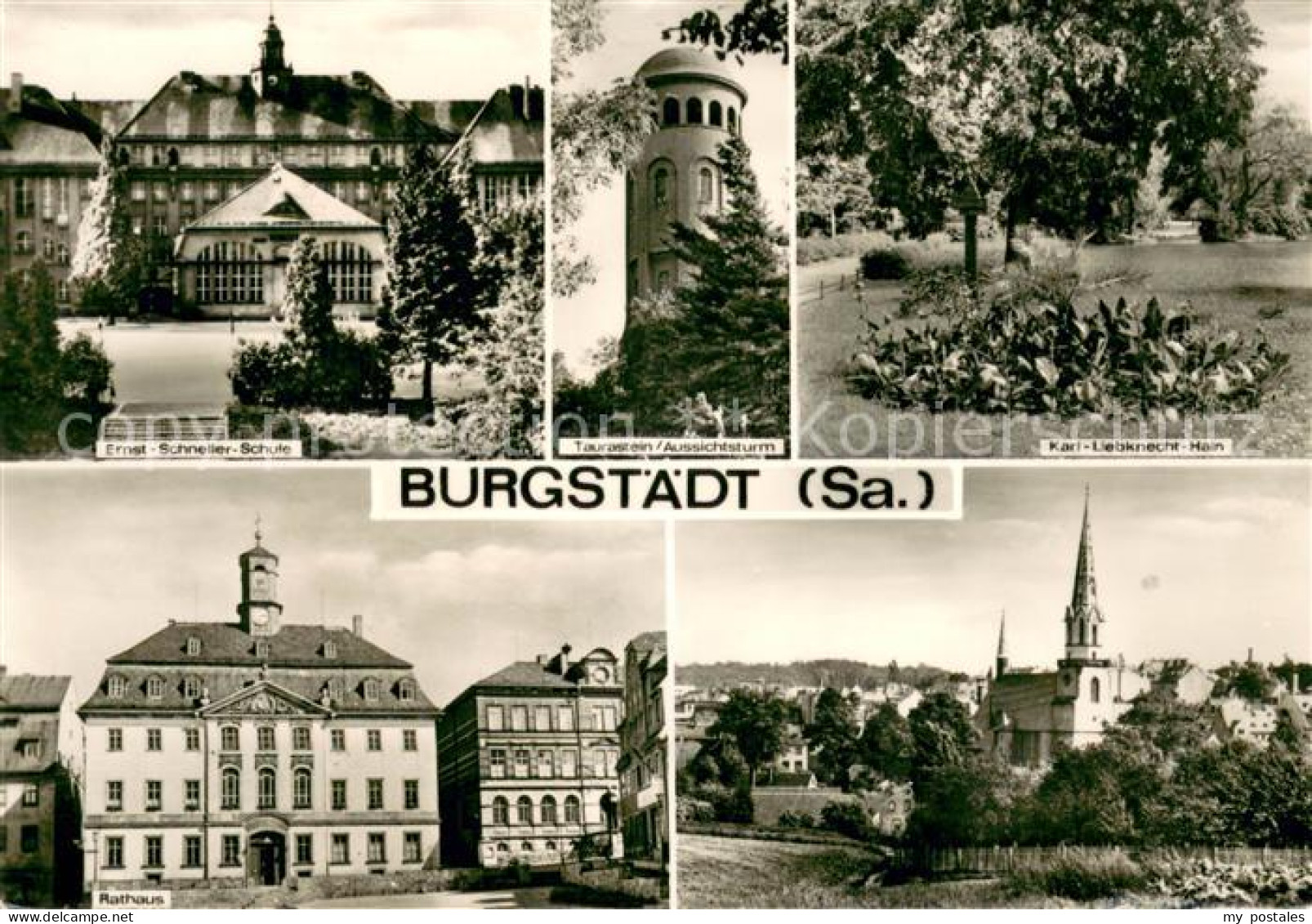 Burgstaedt Sachsen Ernst Schneller Schule Taurastein Aussichtsturm Karl Liebknec