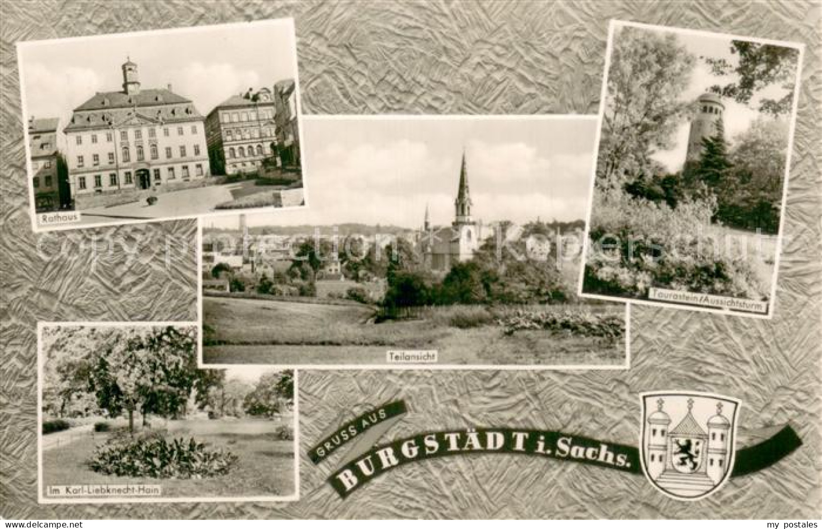 Burgstaedt Sachsen Rathaus Teilansicht Tourastein Karl Liebknecht Heim