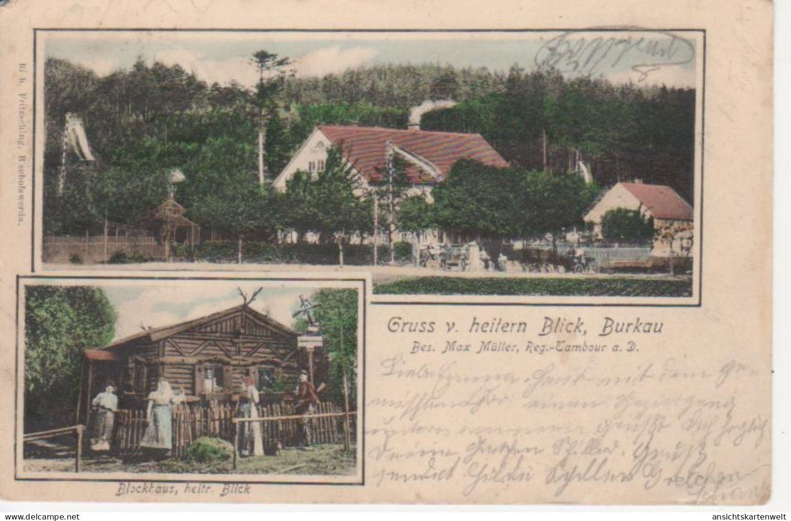 Burkau Gruß vom heitern Blick Blockhaus gl1903 #85.849
