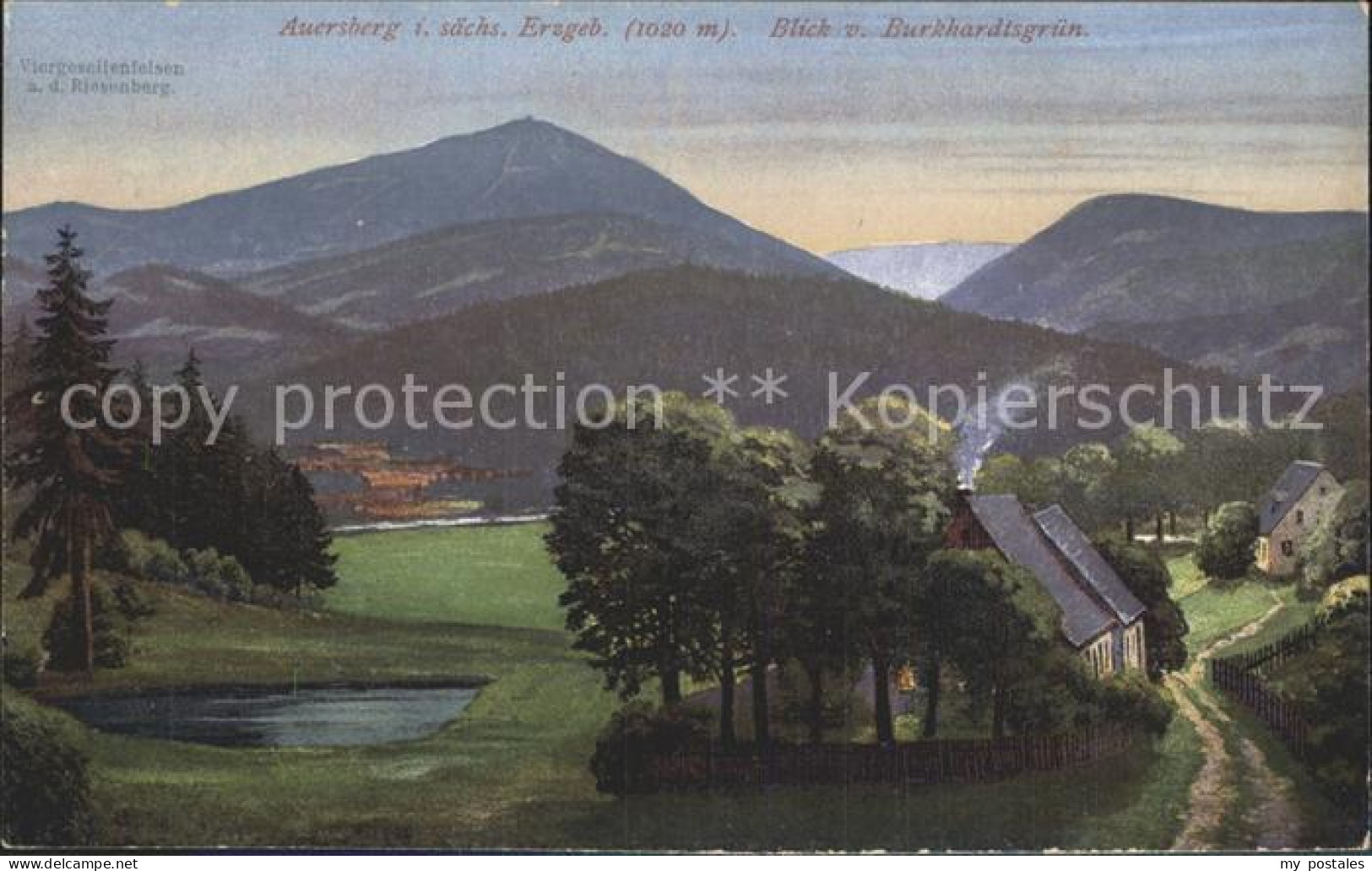 Burkhardtsgruen Panorama Blick zum Auersberg Erzgebirge