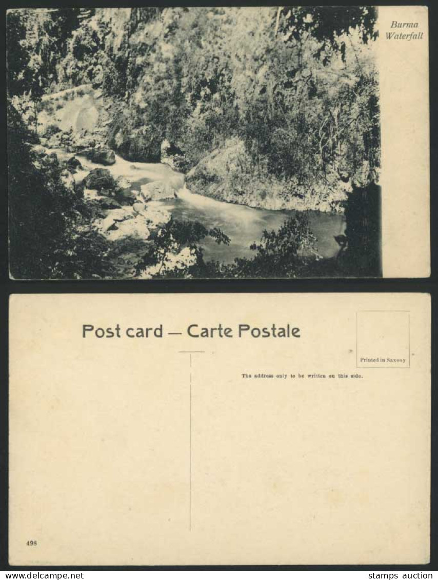 Burma Burnese Myanmar Old Postcard Waterfall Waterfalls Water Fall