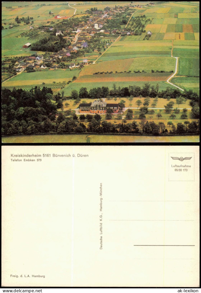 Bürvenich Zülpich Kreiskinderheim  ü. Düren vom Flugzeug aus, Luftaufnahme 1965