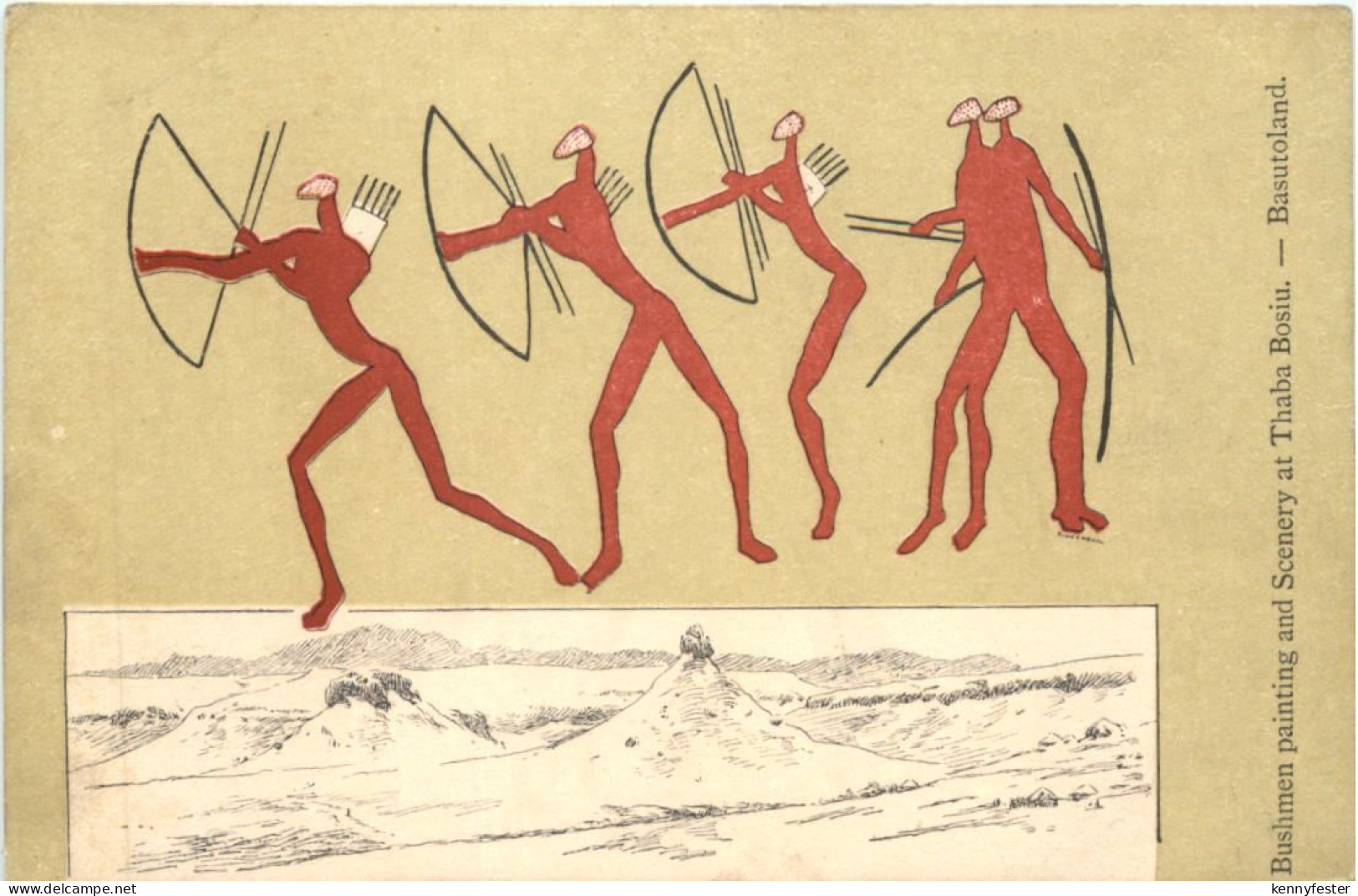 Bushmen painting at Thaba Bosiu - Basutoland - Lesotho