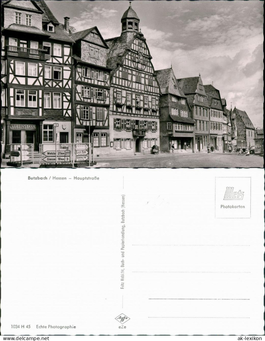 Butzbach Hauptstraße, Partie a.d. Bank Vereinsbank, Fachwerkhäuser 1960