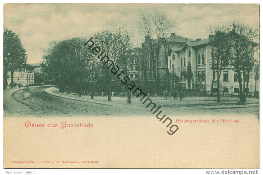 Buxtehude - Harburgerstrasse mit Pfarrhaus - Photographie und Verlag C. Hausmann Buxtehude