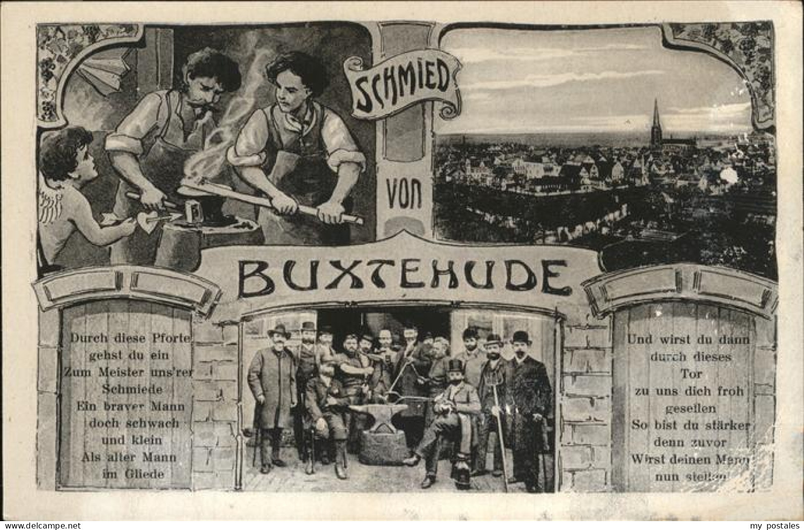 Buxtehude Schmied von Buxtehude Illustration Panorama