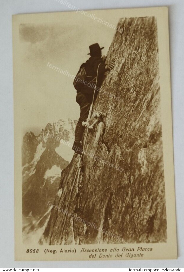 bv796 cartolina ascensione alla gran placca del dente del gigante  aosta