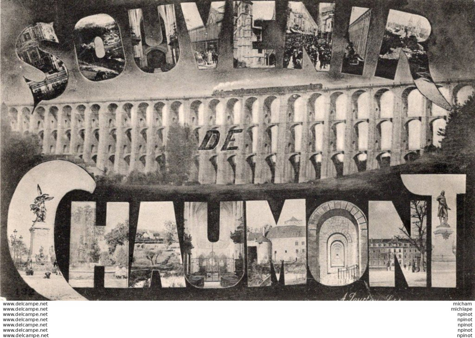 C P A   -  52 - CHAUMONT -  souvenir de chaumont  multivue