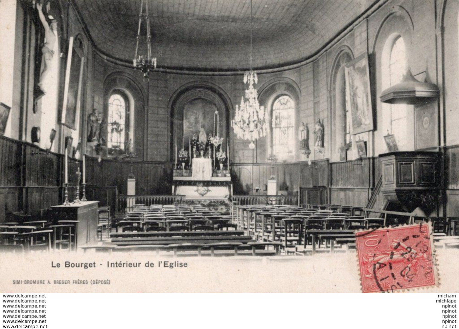 C P A - 93 - LE BOURGET  interieur de l'eglise