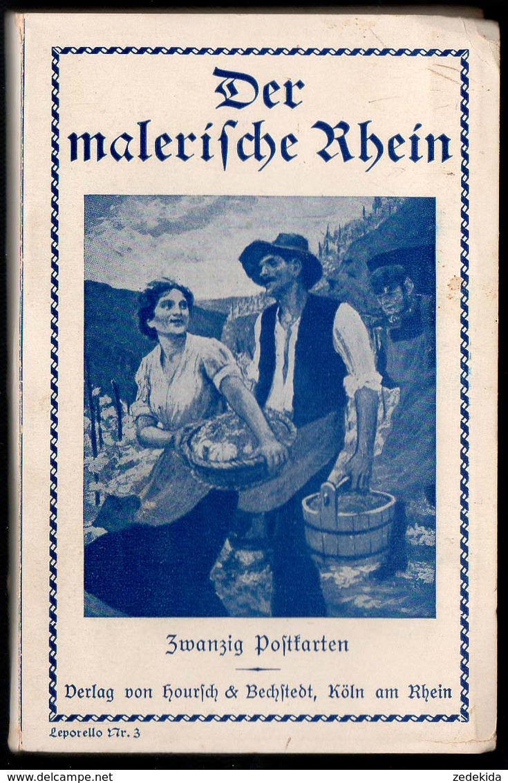 C1100 - Der malerische Rhein - Rheinschifffahrt Schifffahrt Dampfer - Hoursch & Bechstedt Köln - 20 Karten Leporello