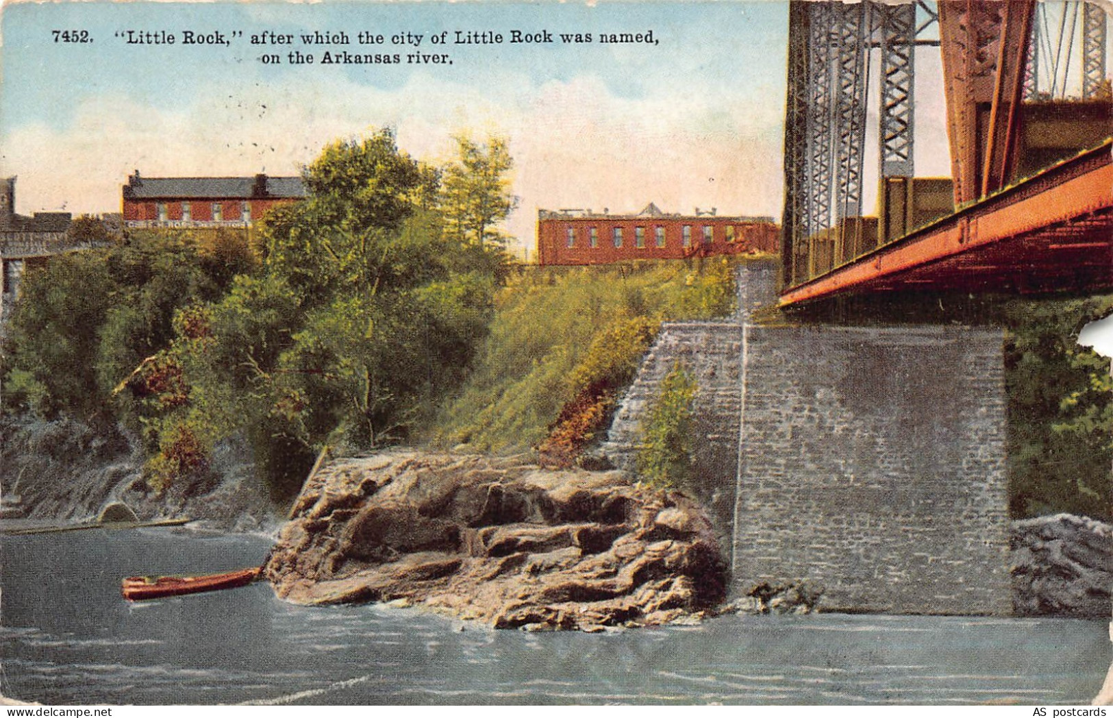 C121 Arkansas River Little Rock 1916   vintage postcard