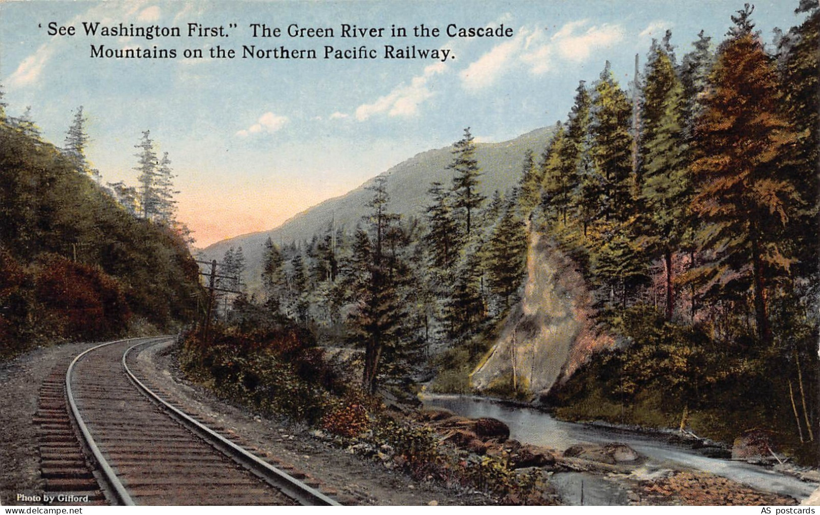 C122 Washington The Green River in the Cascade Mountains vintage postcard