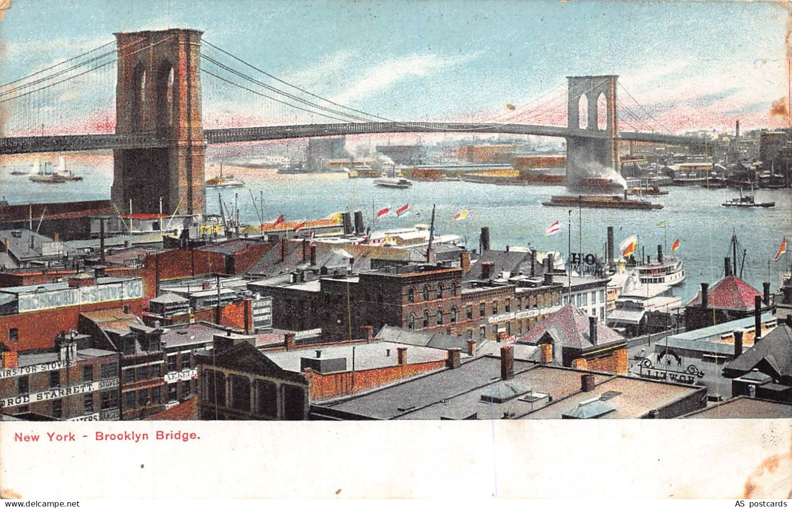 C128 New York Brooklyn Bridge 1909  vintage postcard