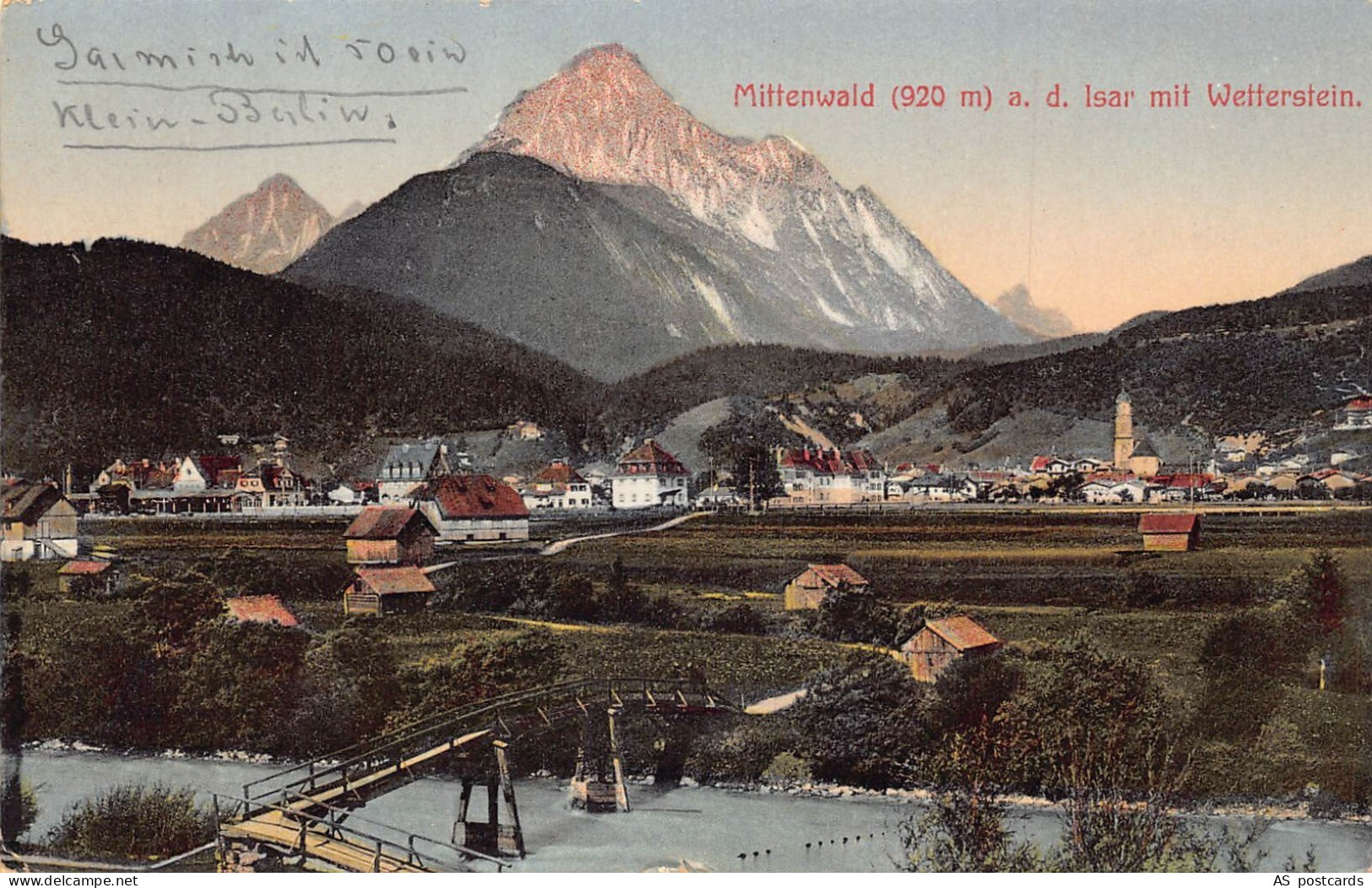 C131 Germany  Mittenwalde  the mountains Wetterstein 1926 vintage postcard
