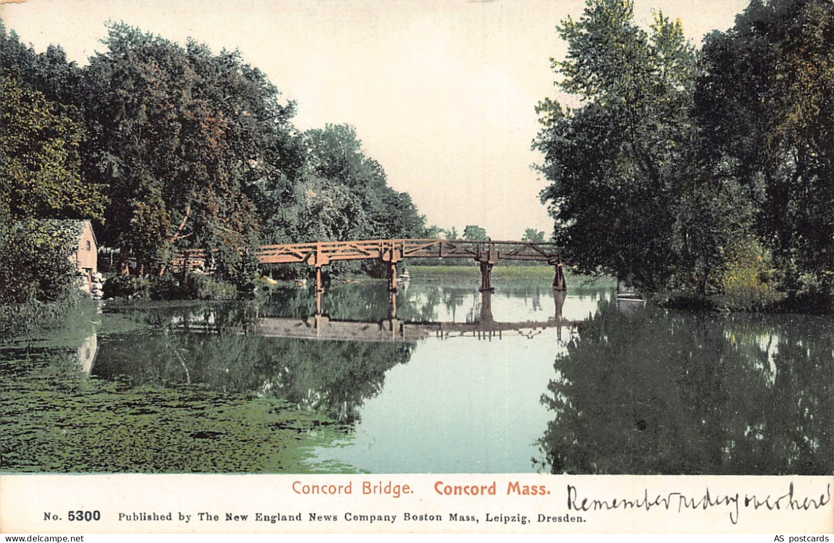 C162 Massachusetts  Concord Bridge vintage postcard
