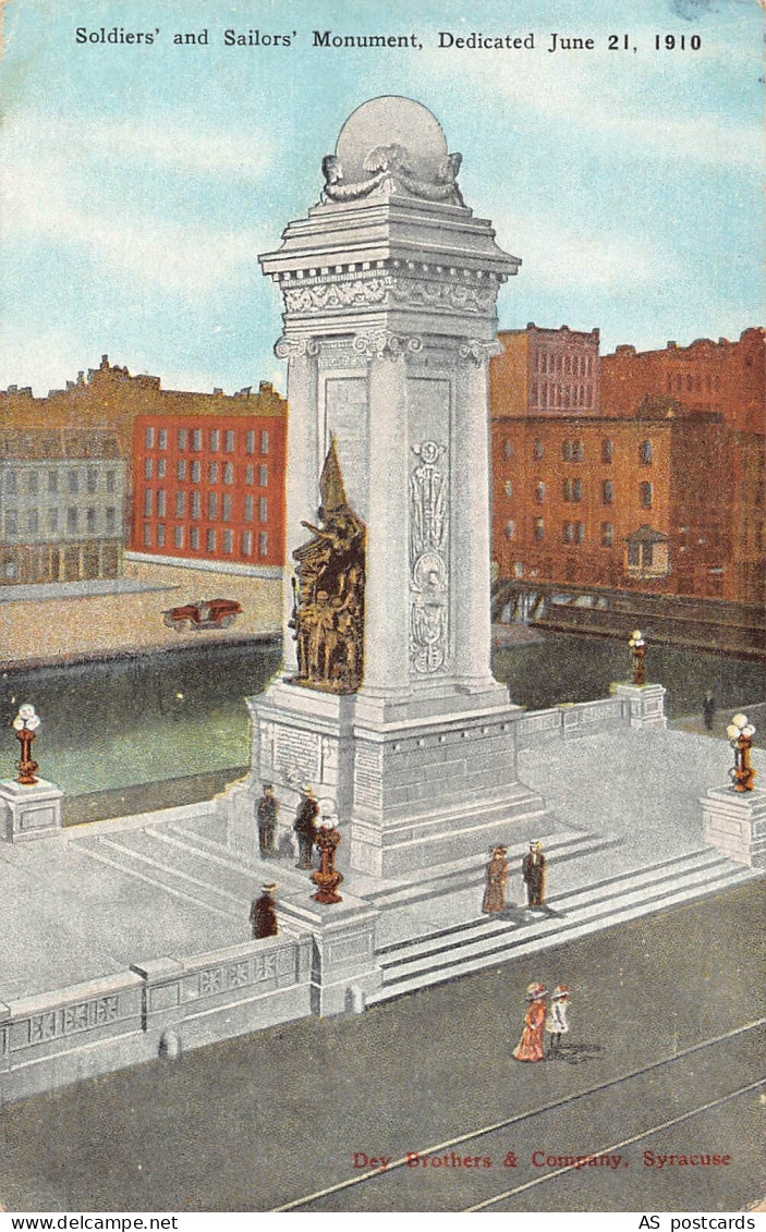C162 New York  Syracuse Soldiers' and Sailors' Monument 1910  vintage  postcard
