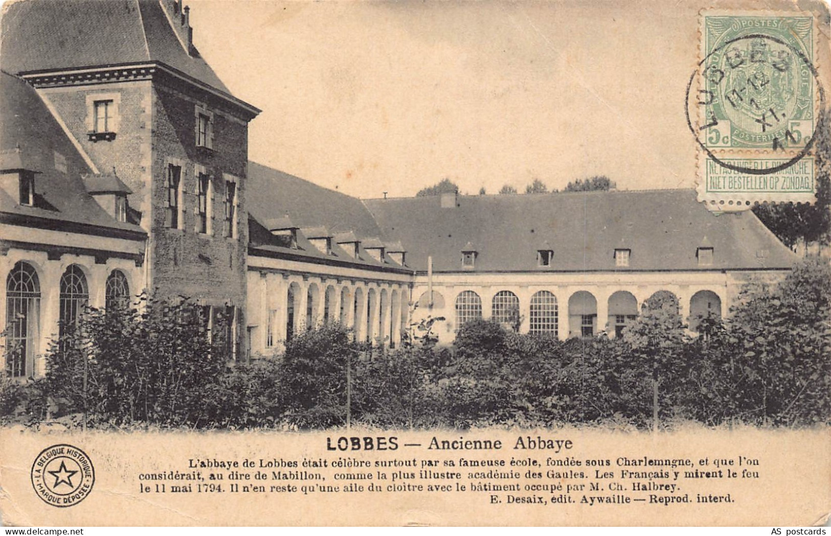 C209 Belgium  Lobbes Ancienne Abbaye 1911  vintage postcard